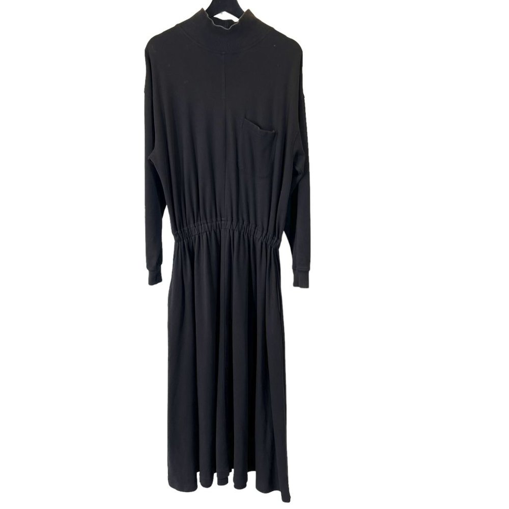 Vintage 90s Eddie Bauer Black Mock Neck Long Sleeve Full Length Dress Large
